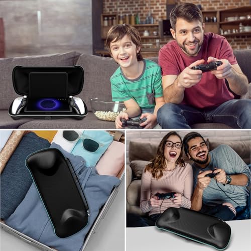 Image of ivoler 7 in 1 Carrying Case for PlayStation Portal ,Charging Inside Port Carrying Case & 2 Pcs Screen Protectors +4 Thumb Grips,Portable Travel Handbag for PS5 Portal Console Accessories Bundle,Black
