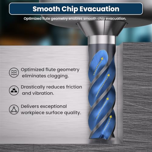 Image of Carbide Square End Mill - 4 Flute - 5 /16 inch-4T (5 Piece, 5 /16 inch) - for Milling Alloy Steels, Hardened Steel, Metal & More - Mill Bits Sets for DIYers & Professionals by LU&MN