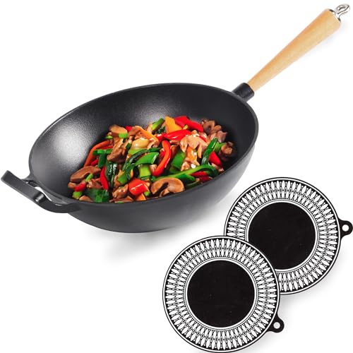 Chefarone Wok Gusseisen mit Emaille-Beschichtung -...