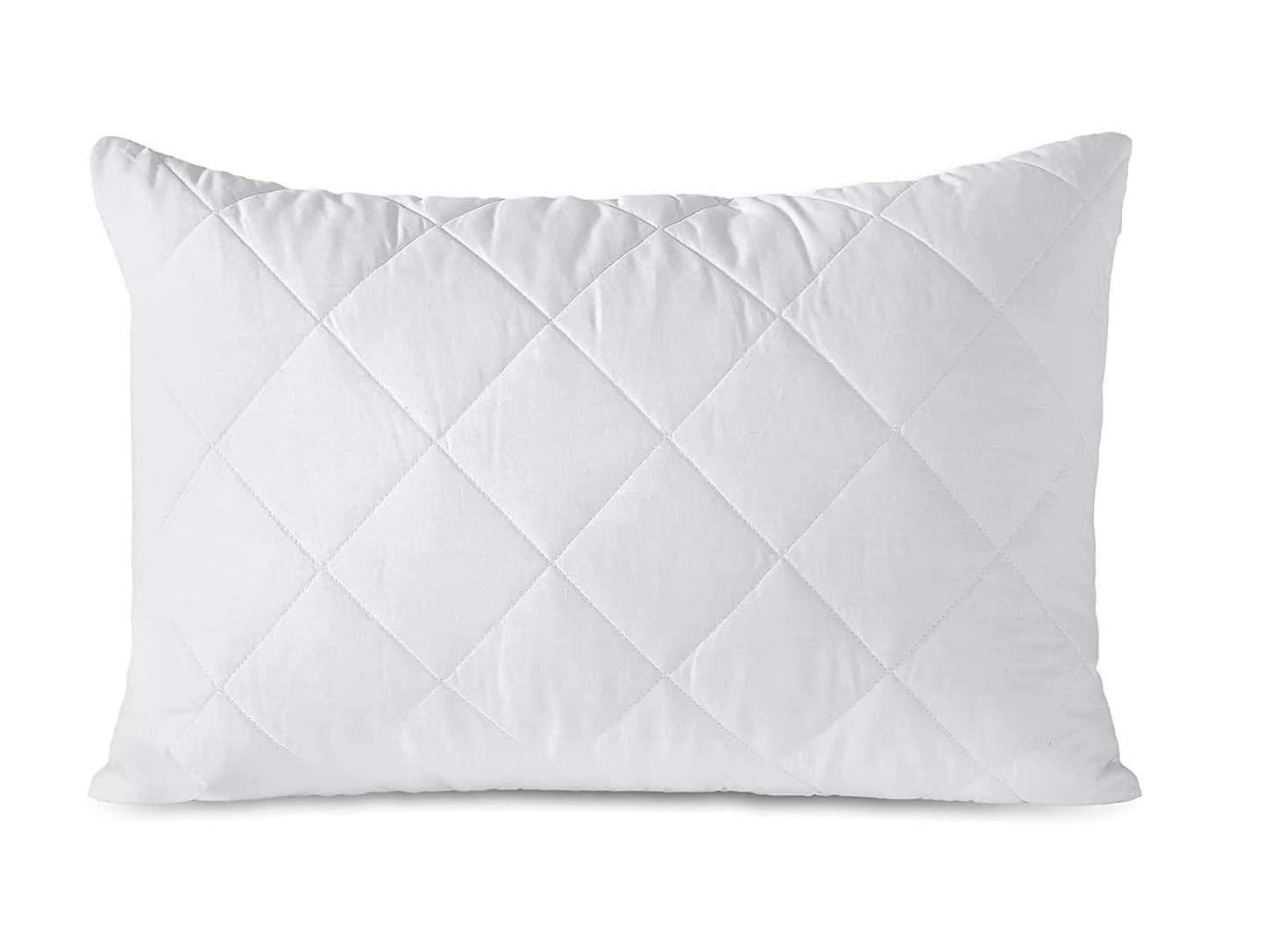 Voice7 White Microfibre Quilted Pillow Protector With Zip - Diamond Pattern - Hotel Quality Pillowcases Anti Dust Mite Hypoallergenic Removable Cover (Size 48 X 75 Cm - Single Pillowcase)