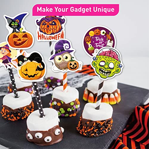 Image of FlyBuyHub Halloween Aesthetic Vinyl Journal Stickers for Phone Case, Laptop, Notebook, Dairy, Water Bottle - Set of 50 Glossy and Waterproof Stickers