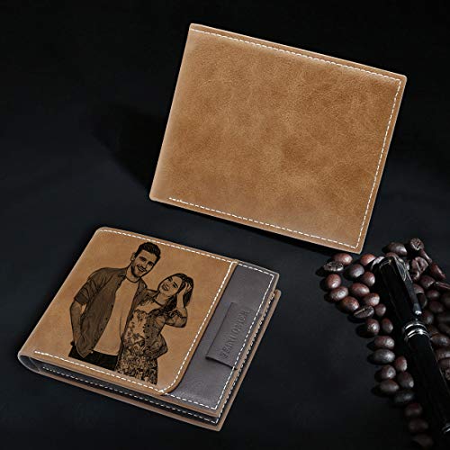 Custom Wallets for Men Personalized Engraved Wallet Engraved with Photo Picture Customized Gift for Him Boyfriend Father Husband, Trifold Wallet3