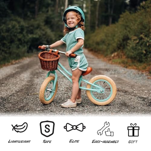 Image of ACEGER 12 inch Kids Balance Bike with Basket, Toddler Bicycle for Early Learning Leg Strength and Steady Balancing, Durable Frame&Tool-Free Adjustable Seat, Gift Bike for 2-5 Kids, No Brake