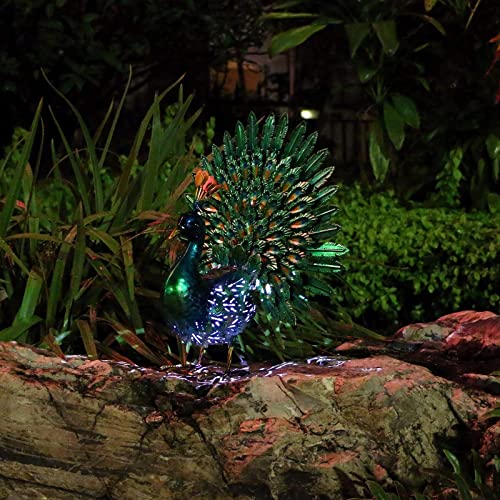 chisheen Garden Peacock Statues Sculptures, Peacock Decor with Solar