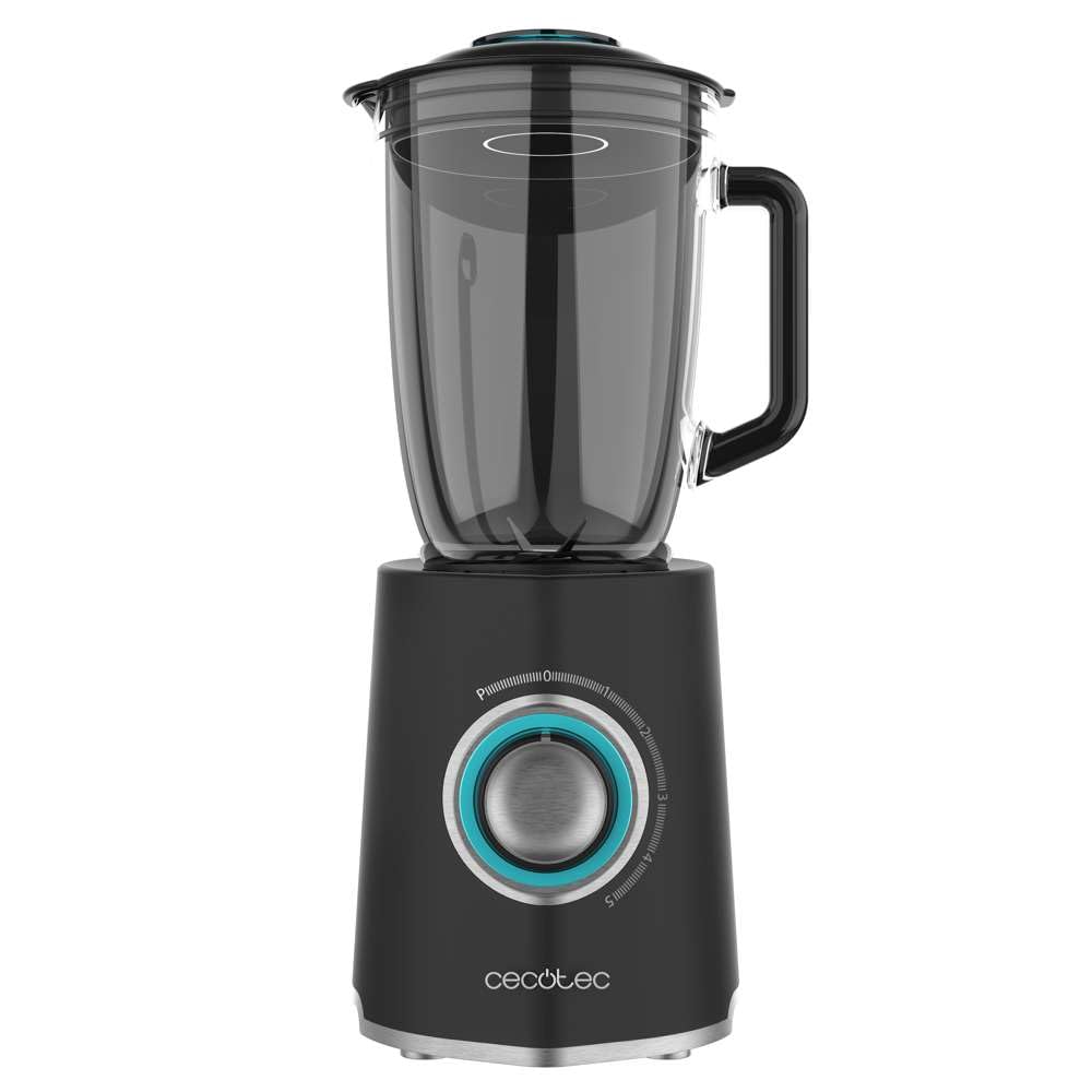Cecotec Batidora de Vaso Power Black Titanium 2000MAX Mix Go. 2000W Potencia Máxima, Acacados en Acero Inoxidable, Cuchilla con Recubrimiento de Titanio Negro, Capacidad 1,5L - 2