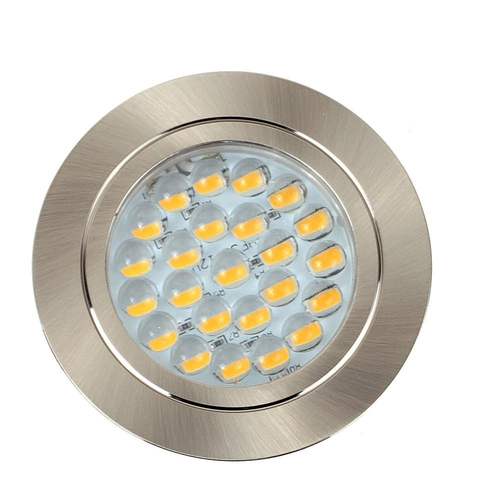 MiniSun | Modern Brushed Chrome 12V LED Caravan/Boat/Cabin Downlights | Lighting, Home Décor & Improvement Essential | Pack of 10 | 2700K Warm White | Mains Wired