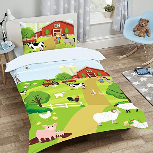 ESPiCO Bettwäsche Sleep and Dream Bauernhof Tiere Schweine Schafe Kühe Traktor Hühner Pferde Bunt Motiv Design Renforcé… – Bild 5