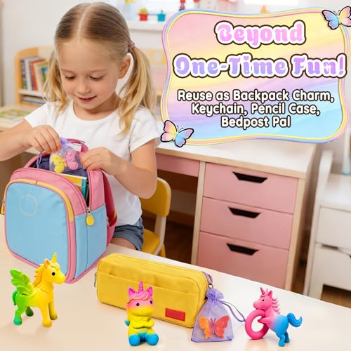 Image of MOMUSE Hatching Unicorn Eggs for Kids 6PCS, Rainbow Surprise Magical Eggs | Mini Unicorns & Butterflies & Reusable Charm Pouches, Blind Box Craft Kits for Girls 3 4 5 6 7 8, Easter Birthday Gifts