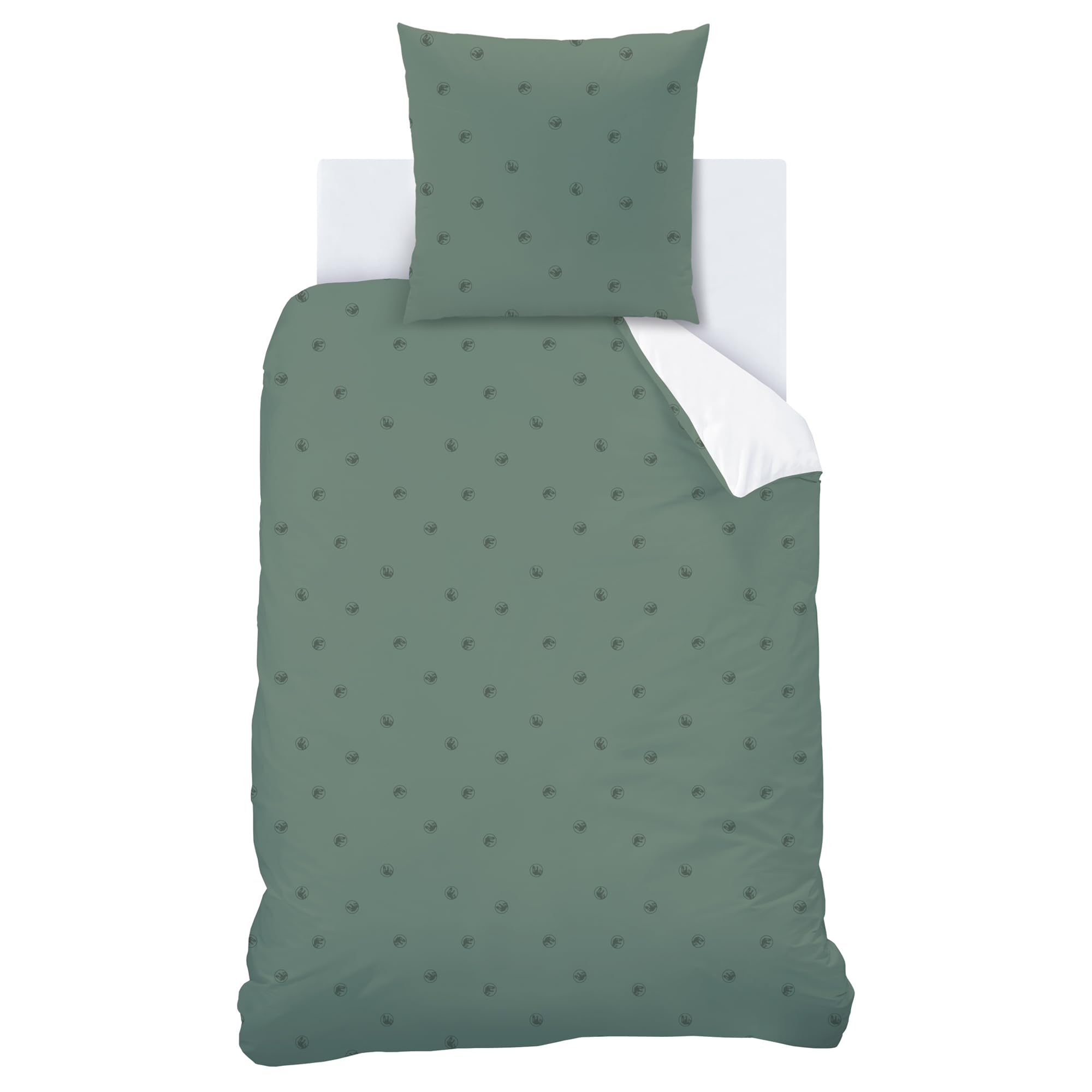 Jurassic World Empreinte Parure de lit 100% coton - Licence officielle | Housse de Couette 140x200 cm + 1 taie 63x63 cm | Fermeture boutons | Chambre enfant, lit 1 place | Certification Oeko-Tex