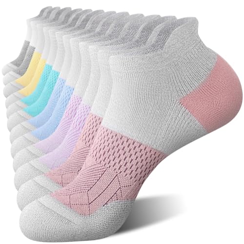 Image of FITRELL 5-6 Pairs Ankle Running Socks for Women Athletic Cushioned Low Cut Tab Sports Socks