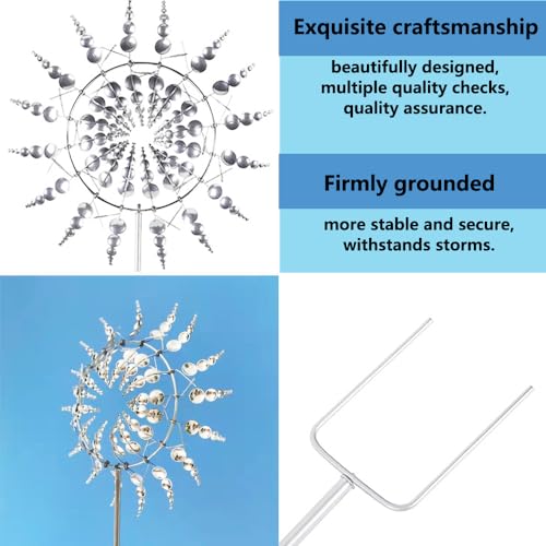 Logfaadcoi SILVER 1 Metal Windmill,3D Sunflower Magic And Uniqu Wind Dynamics Spinner thumb #2