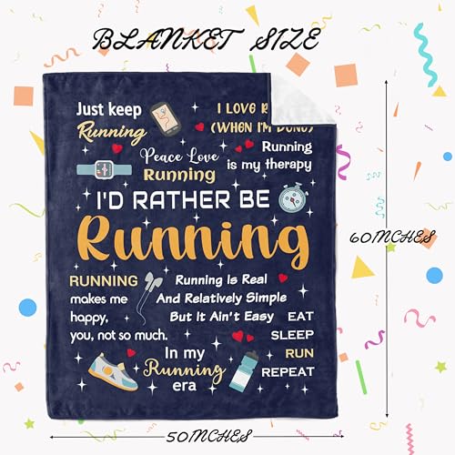 Loxezom Running Gifts for Women/Men, Marathon Gifts for Runners, Running Accessories for Women, Cross Country/Marathon Presents, Track and Field Gift Blanket 50