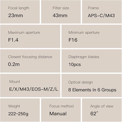 Vista 9 de TTArtisan 23mm F1.4 APS-C Lente de cámara de enfoque manual para Sony E-Mount A5000 A5100 A6000 A6100 A6300 A6400 A6500 A6600 NEX-3 NEX-3N NEX-3R