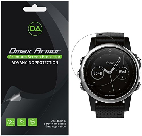 [6-Pack] Dmax Armor for Garmin Fenix 5S Screen Protector, Anti-Bubble High Definition Clear Shield