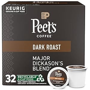 Peet’s Coffee, Dark Roast K-Cup Pods for Keurig Brewers – Major Dickason’s Blend 32 Count (1 Box of 32 K-Cup Pods)