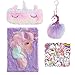 Set de diario de unicornio, lindo cuaderno de tapa dura de unicornio, cuaderno escolar de diario de unicornio, regalo de unicornio para niñas (púrpura 21,5 cm * 14,8 cm)