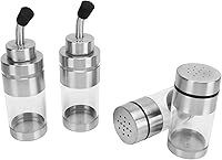 Vista 7 de 4 recipientes de condimentos para encimera, de acero inoxidable 304, tarros de especias para condimentos, botellas de especias con soporte base