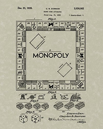 Monopoly board game patent art wall hanging | gamer print art gif…