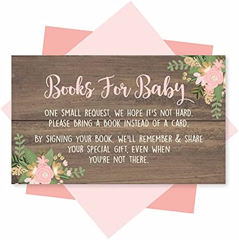 Pink Flowers Book Request Cards For Baby Shower Giftideaworkshop Baby Shower Book Request Cards - 50 Pack Pink Flowers Inserts Soft Breathable Work Blouse