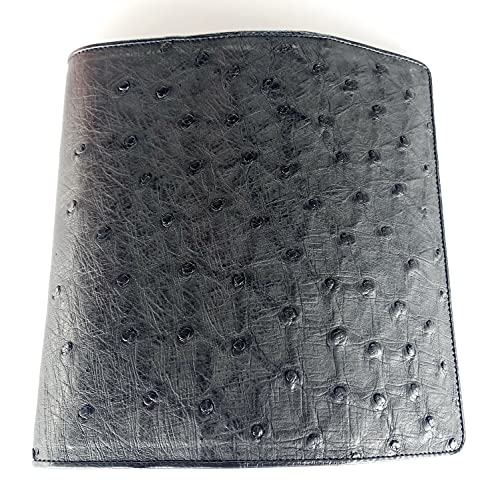 Julie Genuine Real Ostrich Skin Leather Trifold Clutch Long Black Wallet3