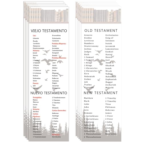 24 Pcs Bilingual Bible Spanish English Bookmarkers Reading Christian Religious