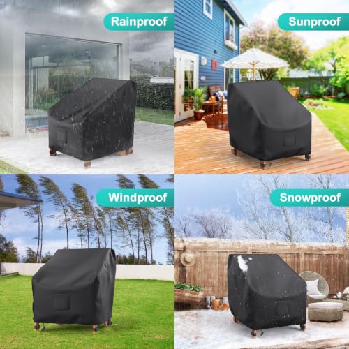 Image of Adirondack Outdoor Chair Covers Waterproof 33 inchWx35 inchDx36 inchH, Black | 2 Pack Patio Furniture Covers Protect from Rain and UV; Heavy-Duty Oxford Fits Lounge, Deep-Seat & High-Back Chairs on Lawn