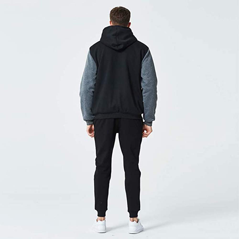 LBL Homme Hiver Chaud Sweats à Capuche Zippé Épaisse Veste de Manches Longues