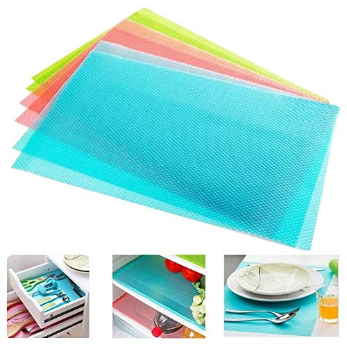 seaped Refrigerator Mats,Can Be Cut Refrigerator Pads EVA Shelf Liners Refrigerator Liners Washable Fridge Mats Drawer Table Placemats/Size 17.69x11.4-Set of 4,Blue