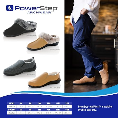 Powerstep Men's 2022 Archwear, House Shoes, Orthotic Slippers with Arch Support, Dark Gray, 12 | Image 5