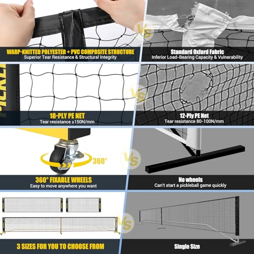 Fostoy Portable 3in1 Pickleball Net with Wheels Carry Bag- 3 Size Options - image 5