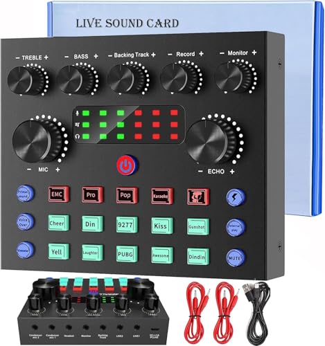 【Multi-applicazione per lo streaming in diretta】Questo mixer audio supporta Home Karaoke, Voice Chat, Live, Facebook, Periscope, Livestream, Tiktok, Youtube, Wechat, Smule e altro ancora. Scheda audio Bluetooth v8 scheda audio streaming collegato facilmente, senza bisogno di scaricare driver aggiuntivi.