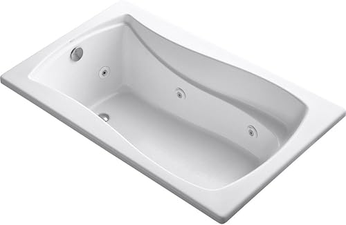 Kohler K-1239-0 - Bañera de hidromasaje acrílica de 5 pies con 5 chorros y drenaje blanco