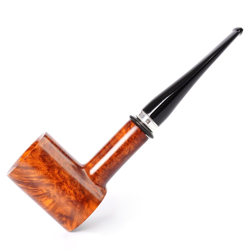Heysong Handgefertigte Holzpfeife, 9 mm, mit konischem Stiel und Silberring, HSAA0274 (helle Farbe)