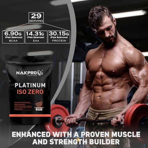 Image of NAKPRO PLATINUM ISO ZERO 100% Whey Protein Isolate|Low Carbs|Added Vitamins & Minerals|Easy Mixing, Easy Digesting Whey Protein Supplement Powder|1 Kilogram Chocolate Flavour, 1 Count, 29 Servings