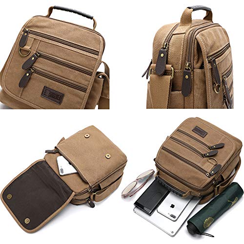 Image of Mens bag Canvas Shoulder Bag Small Messenger Crossbody Bag Work Bag Vintage Multi-function