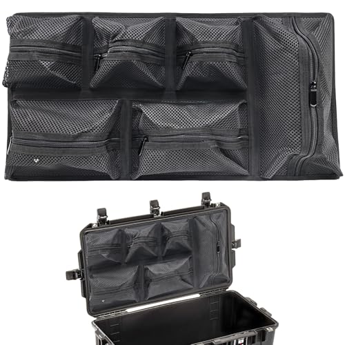 Image of LAFENLIN UPGRADED Lid Organizer for Pelican 1606 Case, 6 Thick Mesh Pockets Storage Organizer, Fits Camera Cases, Diving Dry Boxes, Hard Cases & Toolboxes, Includes Screws & Hook and Loop, Durable