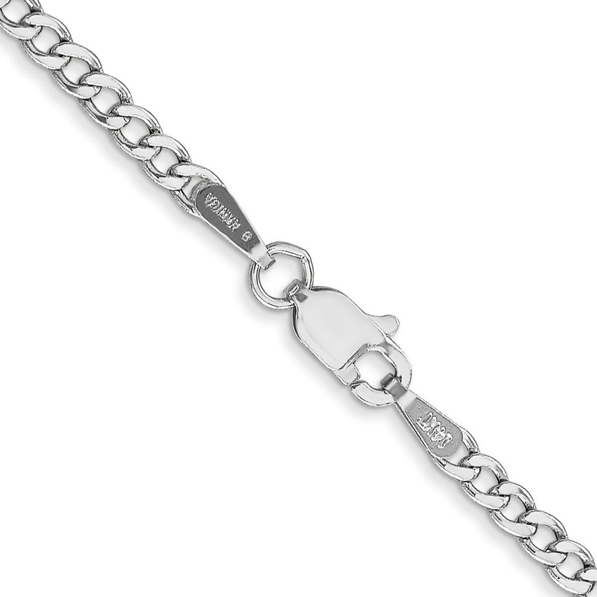 Armband aus 14-karätigem Weißgold, halbfeste Gliederkette, 2,5 mm, Geschenk für Mama