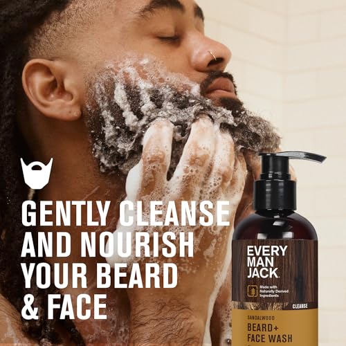 Every Man Jack Sandalwood Beard + Face Wash - Made w/Naturally Derived Ingredients like Aloe Vera & Coconut - 6.7oz (2 Pack) - Image 3