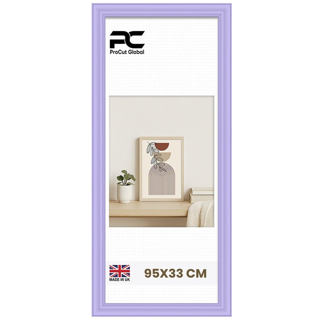 Procut Global 95x33CM Purple Picture Frames - Classic Wooden Photo Frame with Shatterproof Perspex for Wall or Tabletop - Perfect for Posters, Certificates & Prints - Sizes & Colors Available