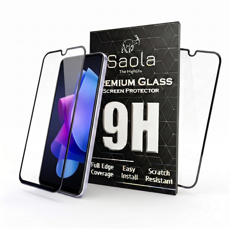 Image of Saola HD Clear Tempered Glass for Tecno POP 7 | High Strength 9H Protection, Smooth Touch, Full Coverage Screen Guard, 2-Step Installation Kit | Quick & Easy Application (Pack of 2)