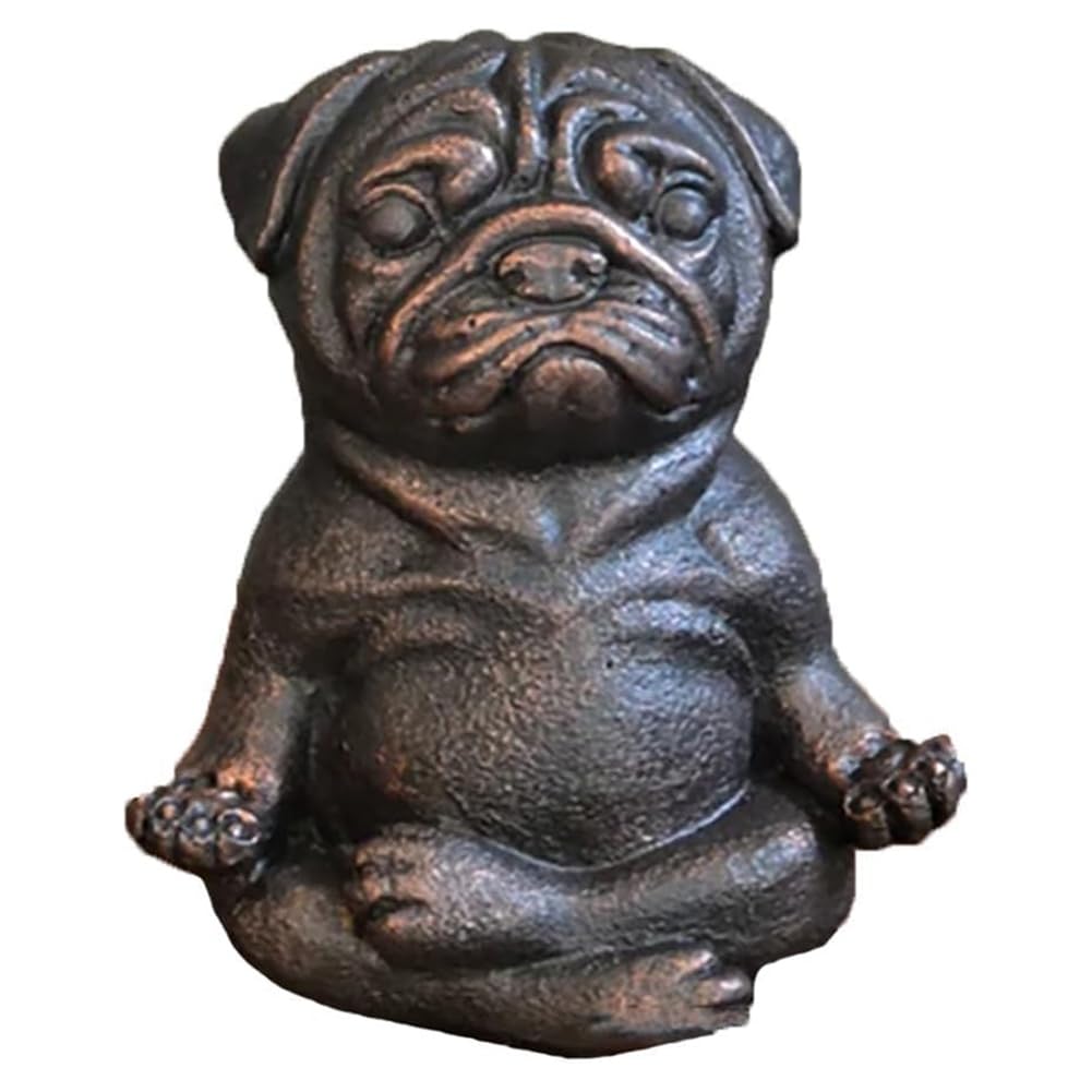 CTRLZS Meditation Dog Statue, Yoga French Bulldog Statue, Realistic Resin Pug Sculpture Home Decor, Gift for Pug Lovers B