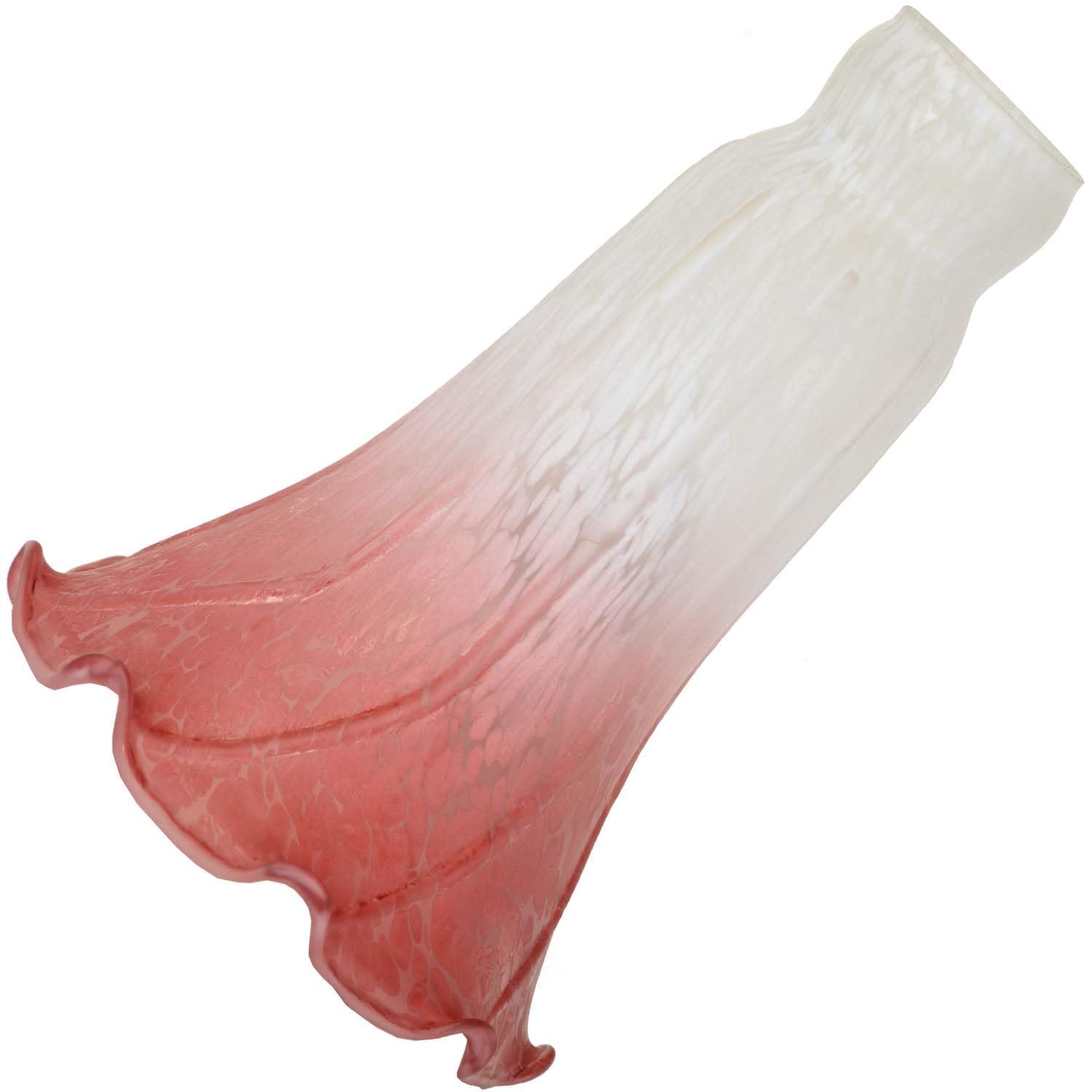 Bieye LS06 Lily Flower Blown Glass Lampshade (White Light Red, Large I.D. 1.26" x O.D. 1.5")