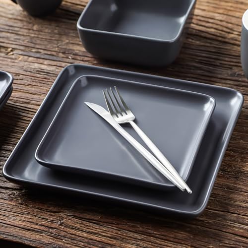 Image of Stone Lain Amy Porcelain Dinnerware Set, 24-Piece Service for 6, Gray