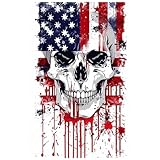 Dopetattoo 6 Sheets Temporary Tattoos for Men Adults Skull on American Flag Usa July 4th for Men Fake tattoos for Women Neck Arm Chest Face
