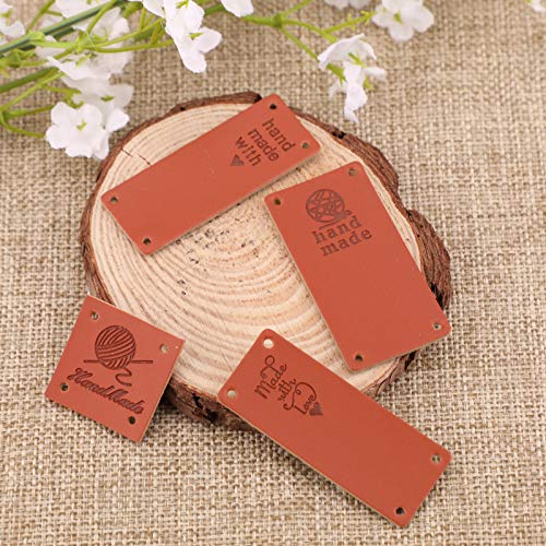 image for SAVITA 40PCS Handmade Leather Labels PU Leather Labels Hand Made Embos
