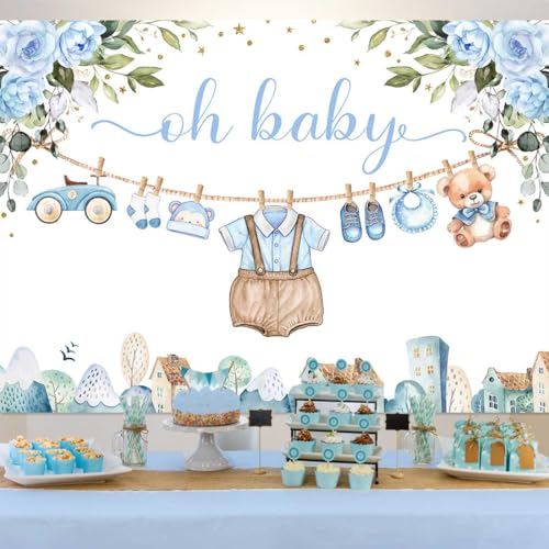 Fondo para baby shower azul 7x5ft decorativo miniatura 2
