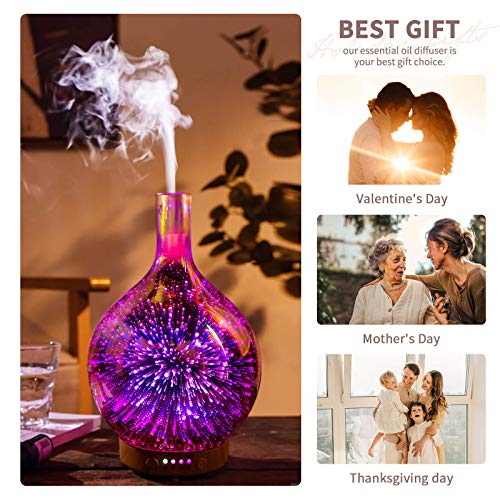 Porseme Rose Gold Essential Oil Diffuser 3D Glass Aromatherapy Ultrasonic Humidifier, Waterless Auto-Off, Timer Setting, Bpa Free, Air Refresh For Home Hotel Yoga Leisure Spa Gift 100Ml #TOP5