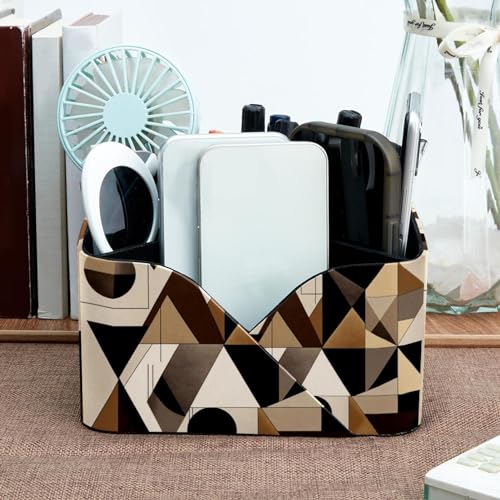Porte-stylos rectangulaire pour bureau à double compartiment marron - 7