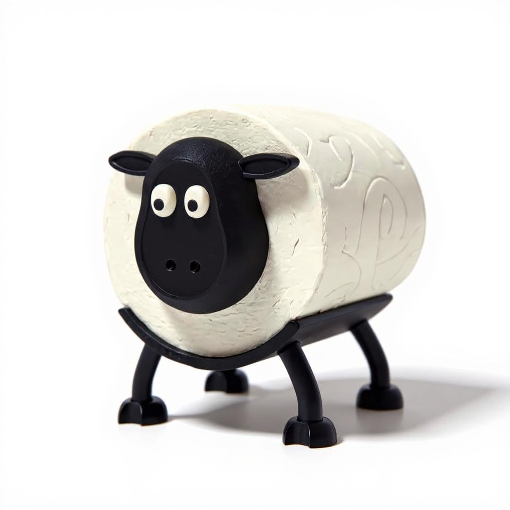 Triformia Black - Sheep Toilet Roll Holder - Funny Toilet Paper Holder Free Standing Bathroom Set - 3D Printed Sheep Loo Roll Holder - Hilarious Tissue Paper Roll Storage - Made In Uk