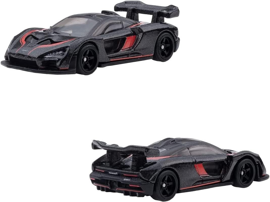 McLaren Senna Dark Gray Metallic with Orange Stripes and McLaren 720S Red Metallic with Black Top Car Culture Set of 2 Cars Diecast Model Cars by Hot Wheels